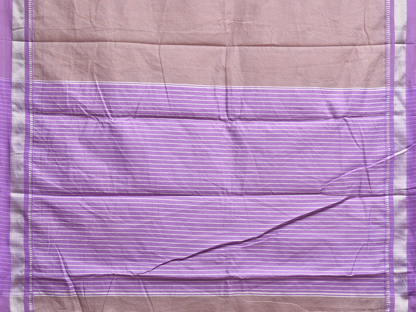 Cream and Lavender Bamboo Cotton Saree with Strips Design No Blouse bc1066