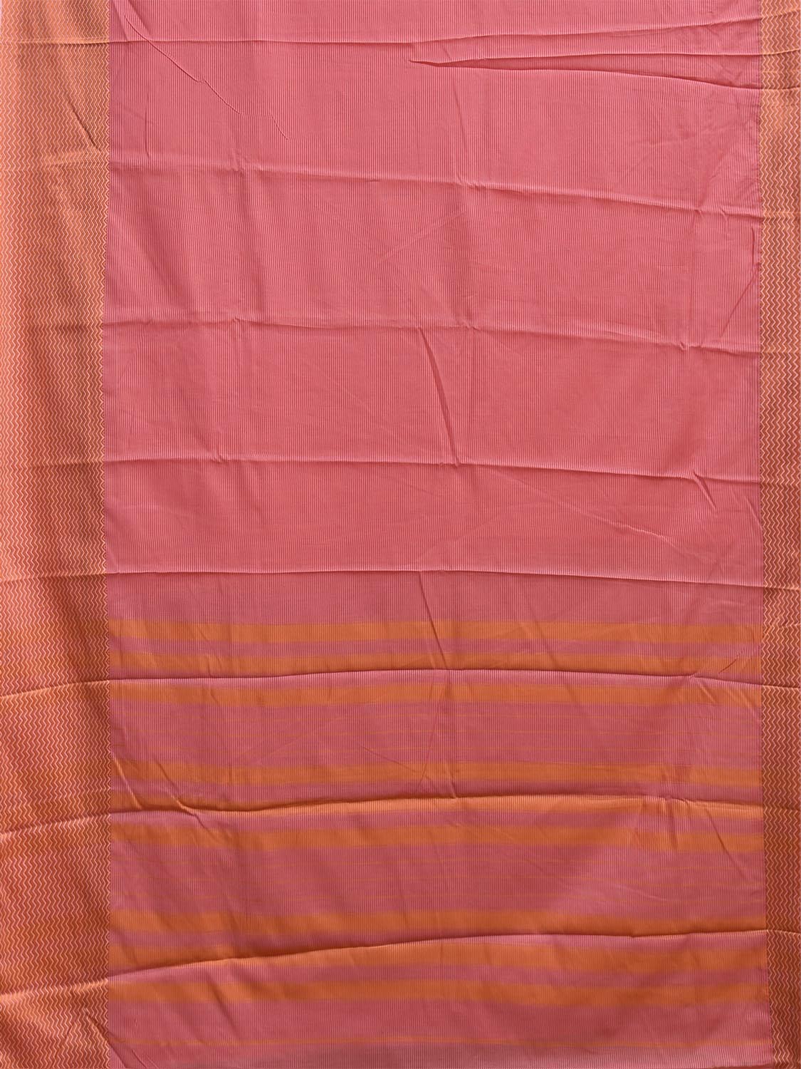 Pink and Orange Bamboo Cotton Saree with Strips Design No Blouse bc1072