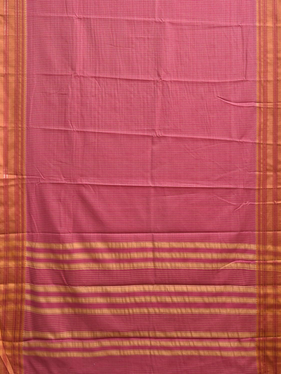 Pink and Mustard Bamboo Cotton Saree with Checks Design No Blouse bc1092