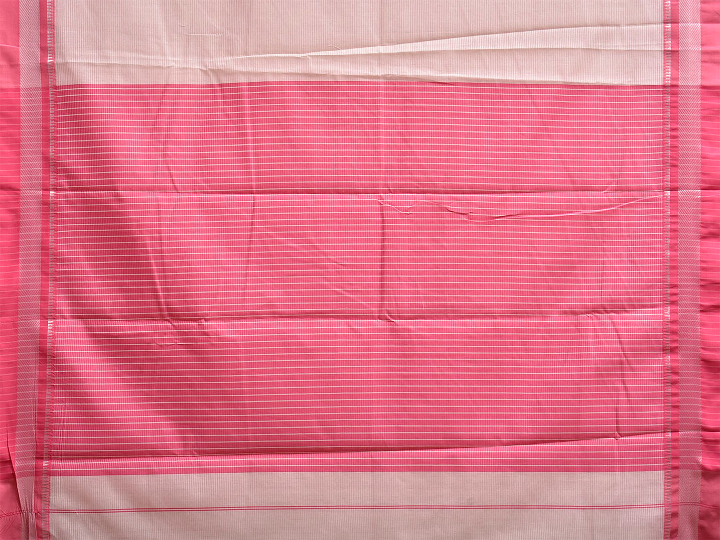 Cream and Pink Bamboo Cotton Saree with Strips Design No Blouse bc1096