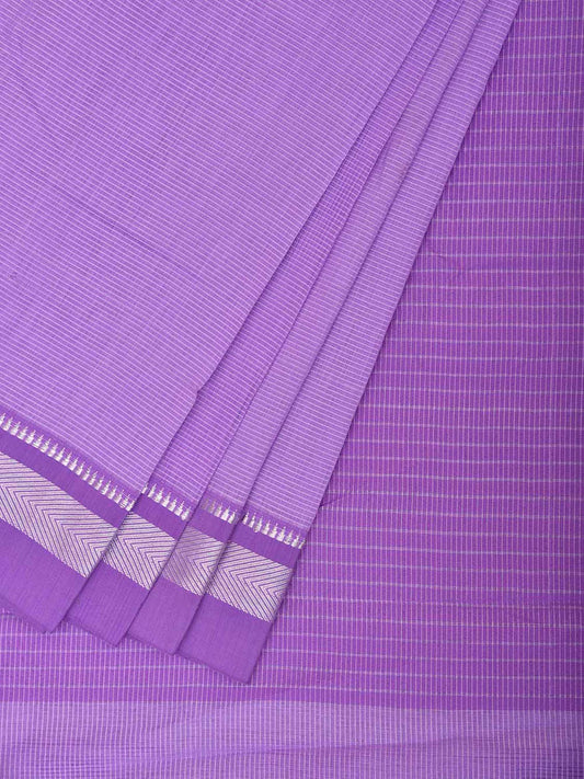 Lavender Bamboo Cotton Saree with Strips Design No Blouse bc1097