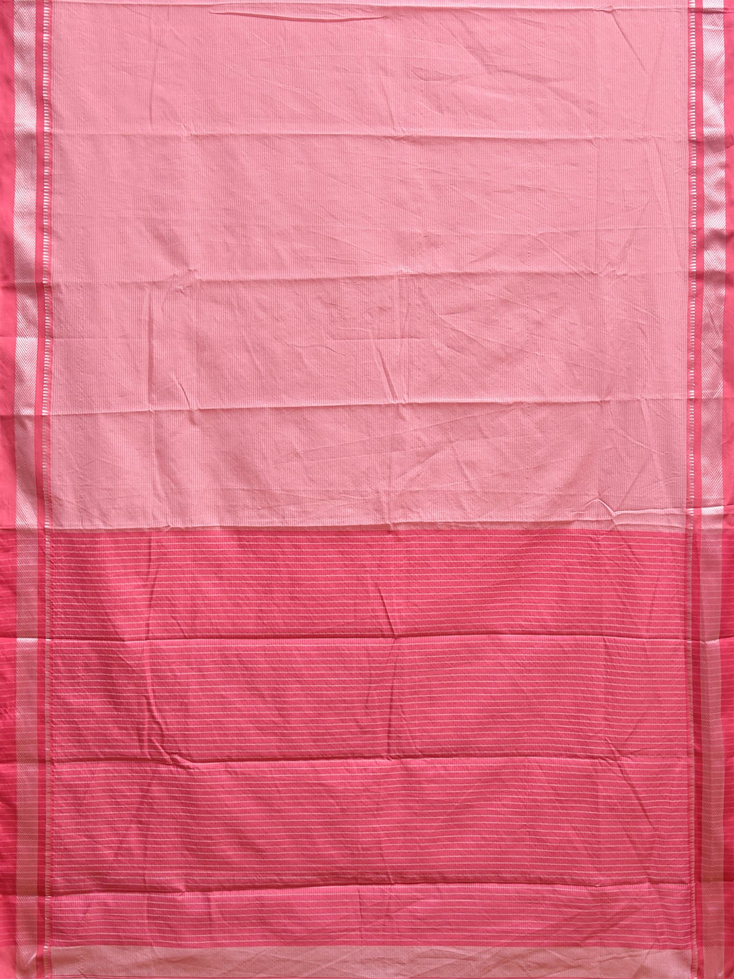 Baby Pink and Pink Bamboo Cotton Saree with Strips Design No Blouse bc1098