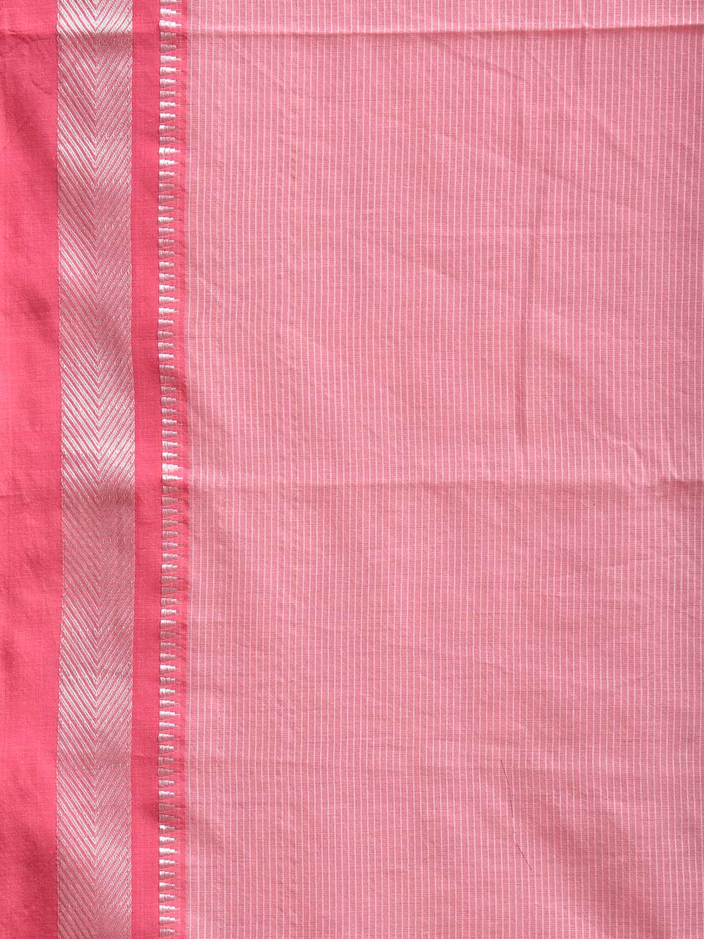 Baby Pink and Pink Bamboo Cotton Saree with Strips Design No Blouse bc1098