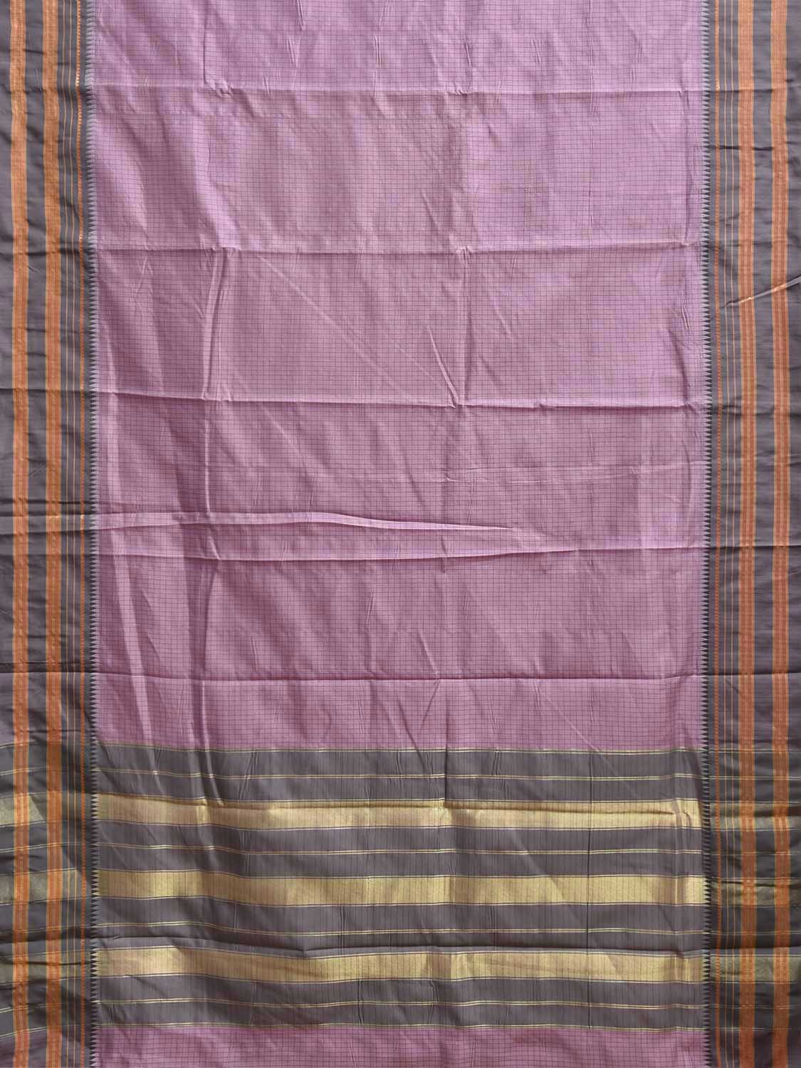 Light Pink and Grey Bamboo Cotton Viscose Silk Saree with Checks Design No Blouse bc1109