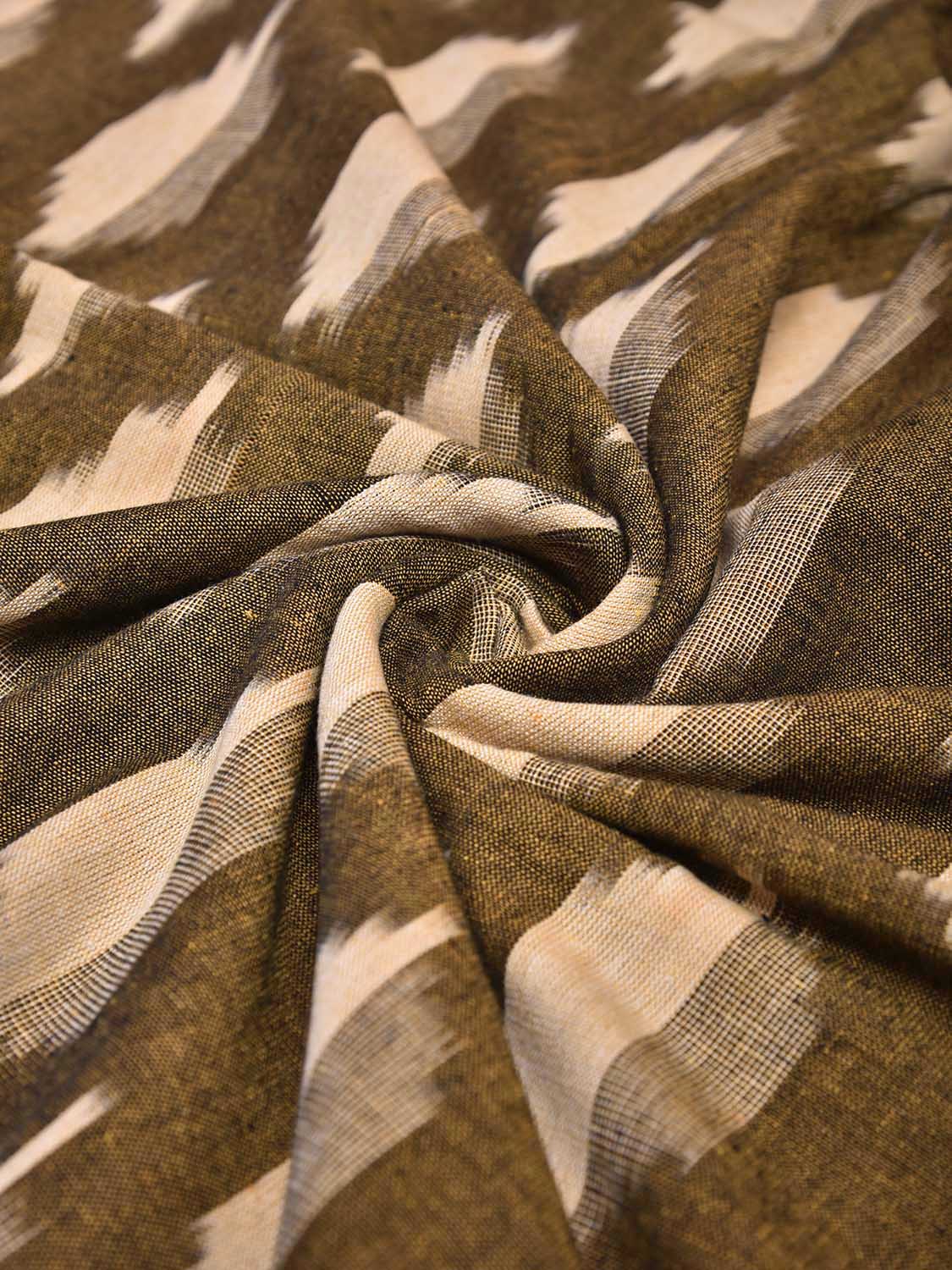 Olive and Cream Pochampally Ikat Cotton Handloom King Size Bedsheet with Buta Design 90 x 108 Inches with Pillow Covers bd0072