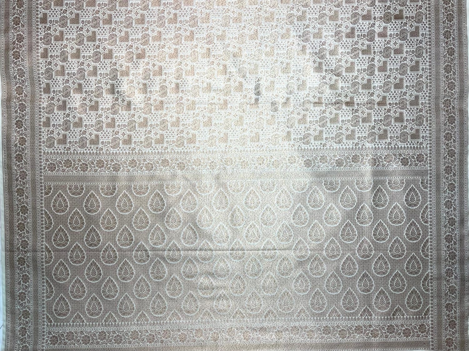 Beige  Antique Zari Banaras Katan Intricate Allover Brocade Saree with  Border and Pallu Design b0315ds