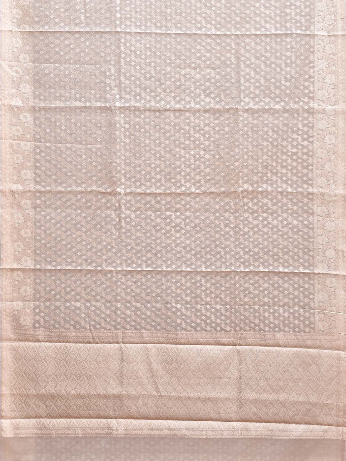 Beige Dhakai Jamdani Cotton Viscose Saree with Diagonal and Border Design dj0098