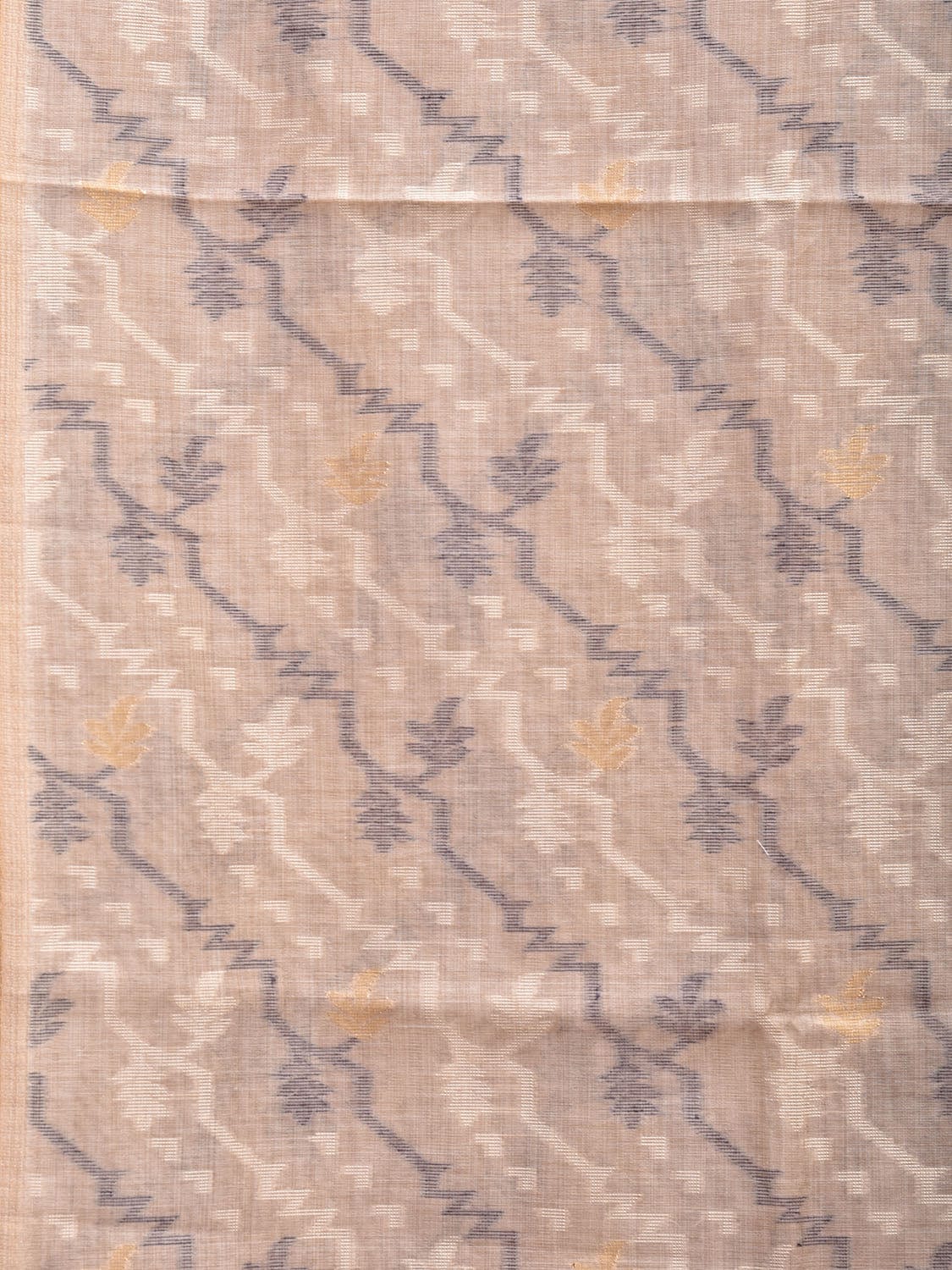 Beige Dhakai Jamdani Cotton Viscose Saree with Diagonal Body and Pallu Design dj0029