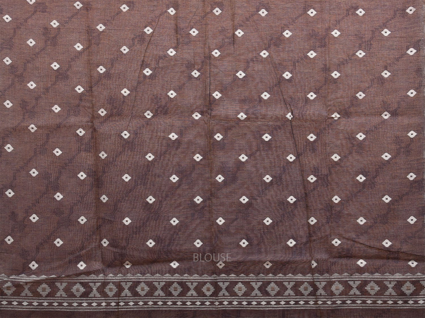 Beige Dhakai Jamdani Cotton Viscose Saree with Diagonal Body and Pallu Design dj0029