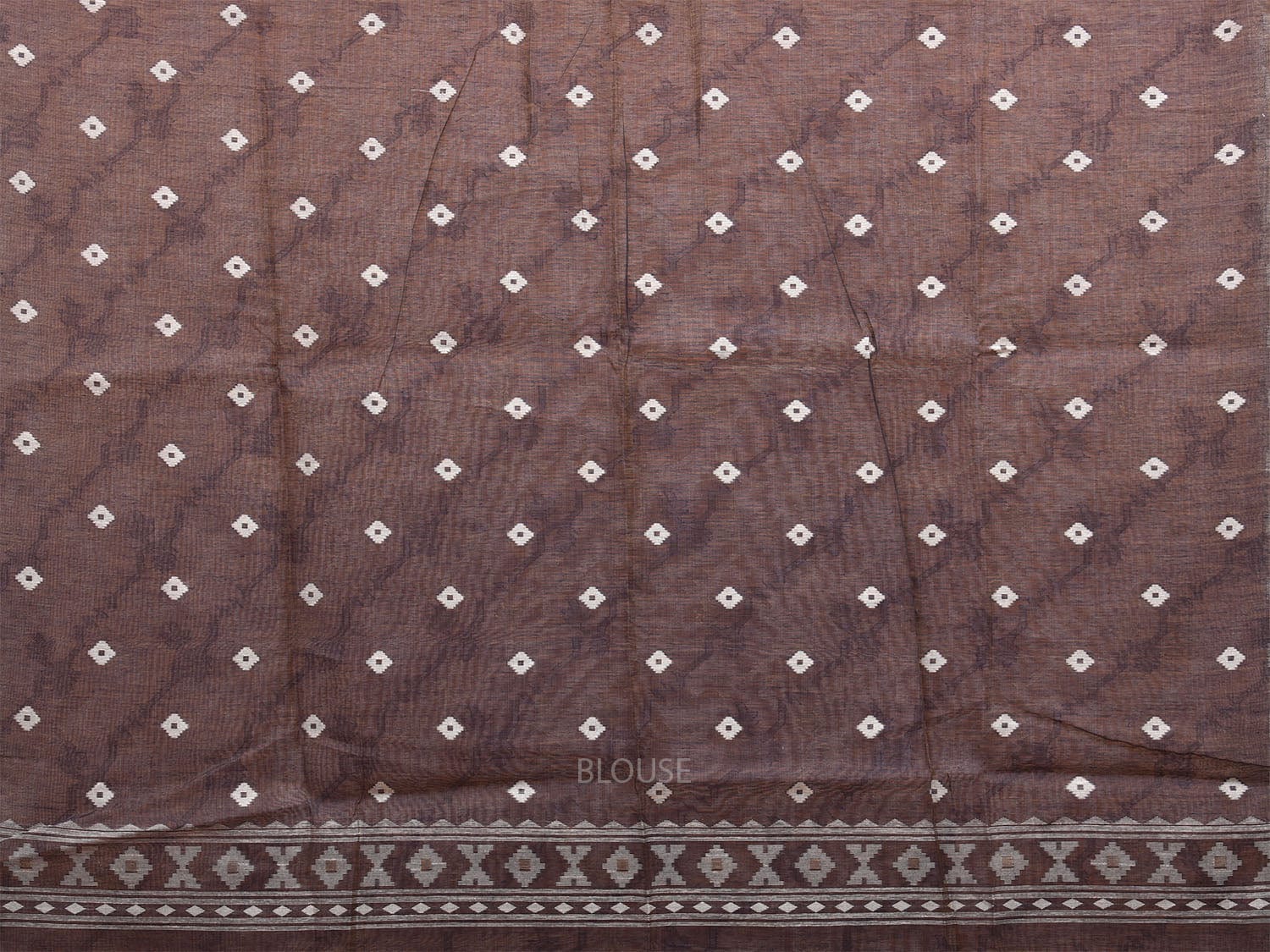 Beige Dhakai Jamdani Cotton Viscose Saree with Diagonal Body and Pallu Design dj0029