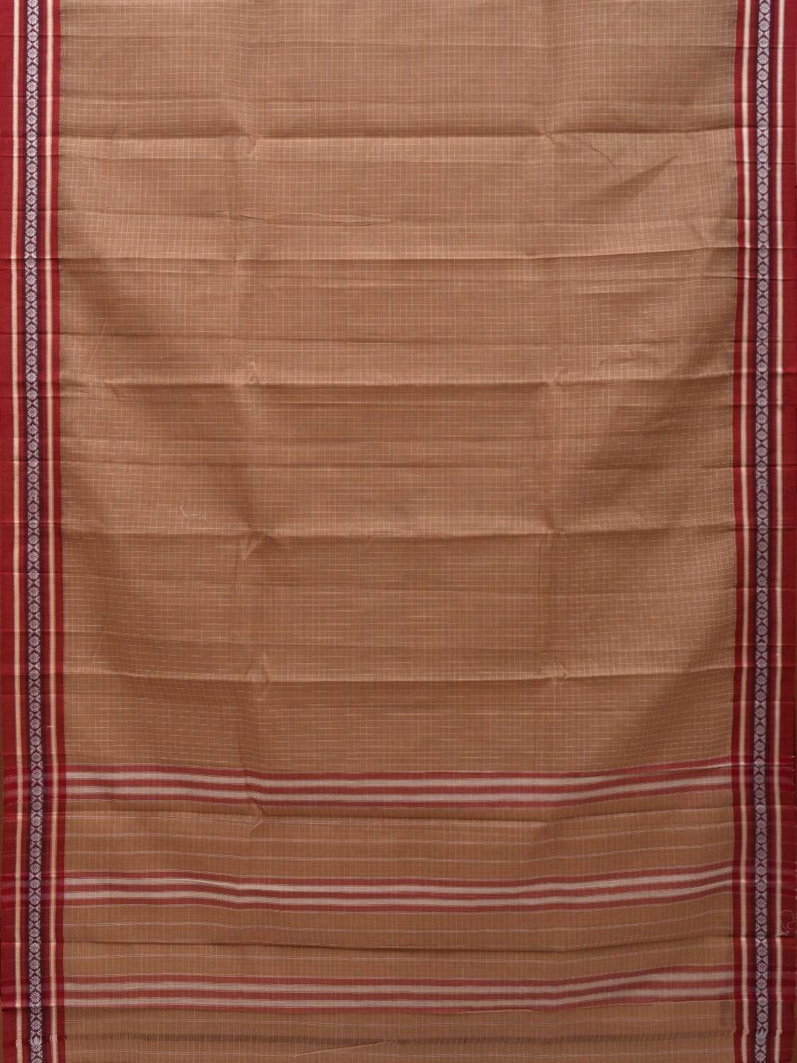 Beige Narayanpet Cotton Handloom Saree with Checks Design No Blouse np0514