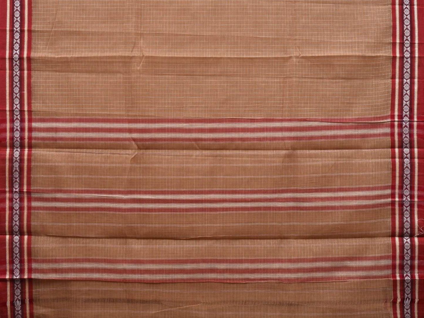 Beige Narayanpet Cotton Handloom Saree with Checks Design No Blouse np0514