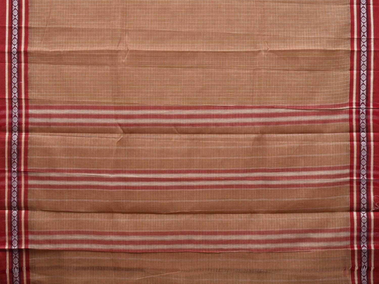 Beige Narayanpet Cotton Handloom Saree with Checks Design No Blouse np0514
