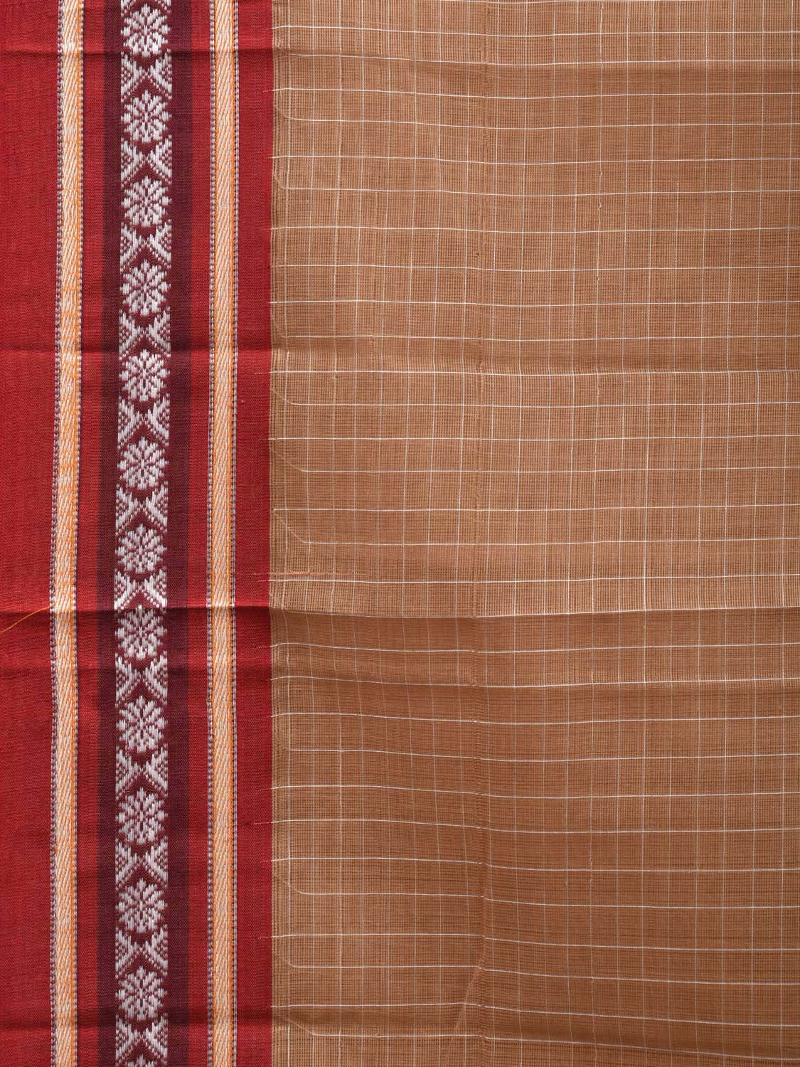 Beige Narayanpet Cotton Handloom Saree with Checks Design No Blouse np0514
