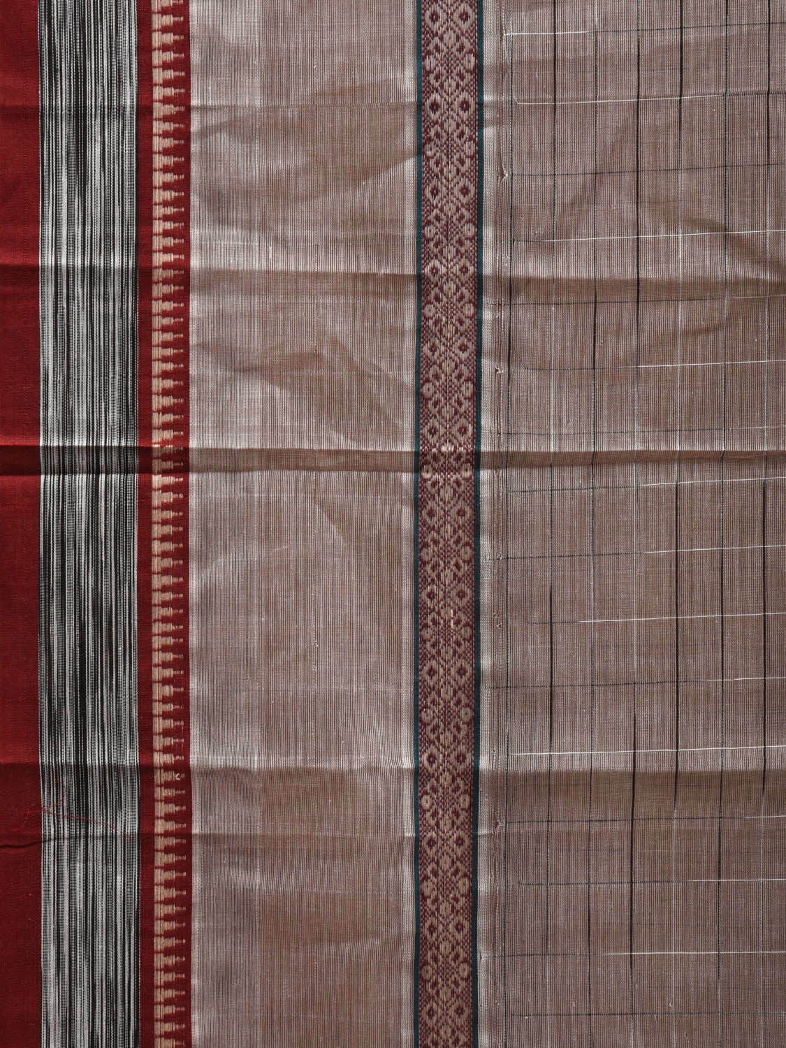 Beige Narayanpet Cotton Handloom Saree with Checks Design No Blouse np0546