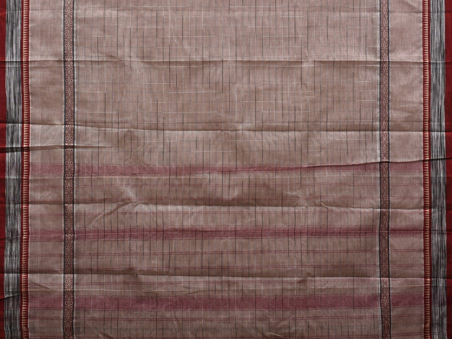 Beige Narayanpet Cotton Handloom Saree with Checks Design No Blouse np0546