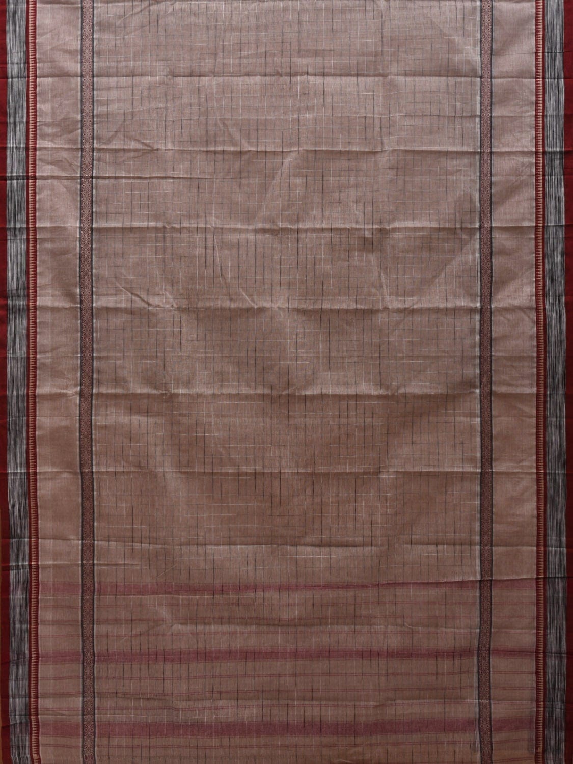 Beige Narayanpet Cotton Handloom Saree with Checks Design No Blouse np0546