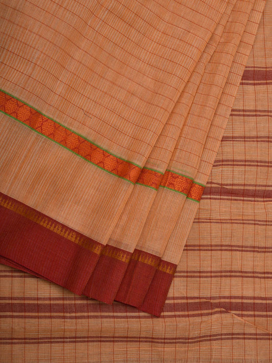 Beige Narayanpet Cotton Handloom Saree with Strips Design No Blouse np0591