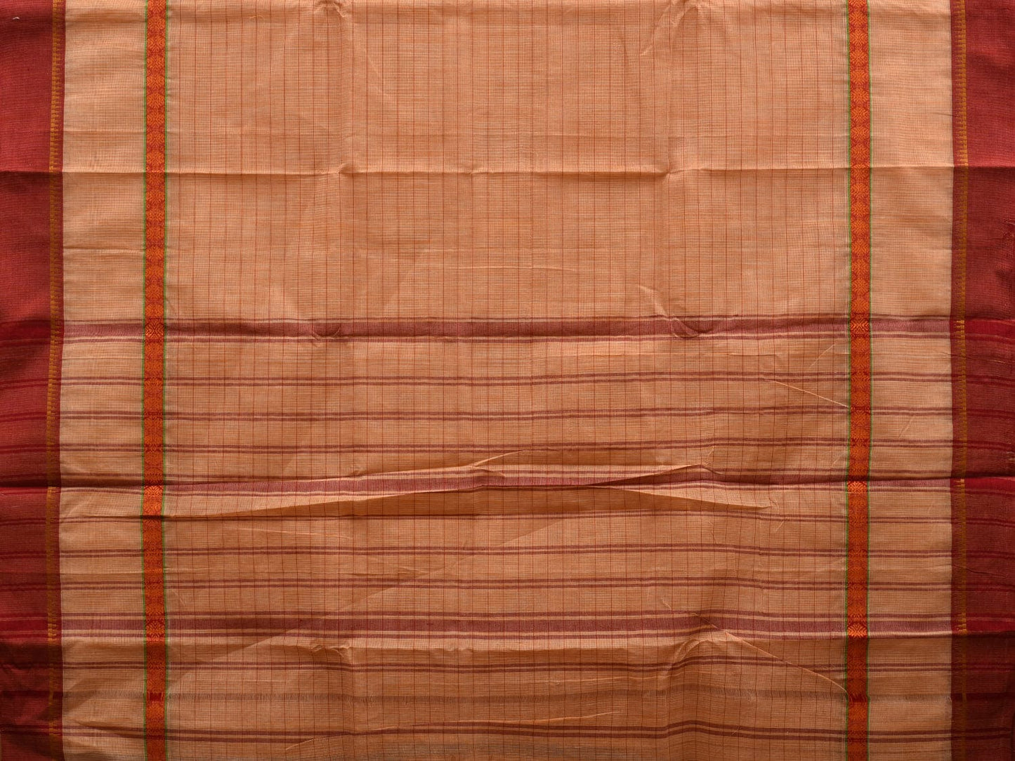 Beige Narayanpet Cotton Handloom Saree with Strips Design No Blouse np0591