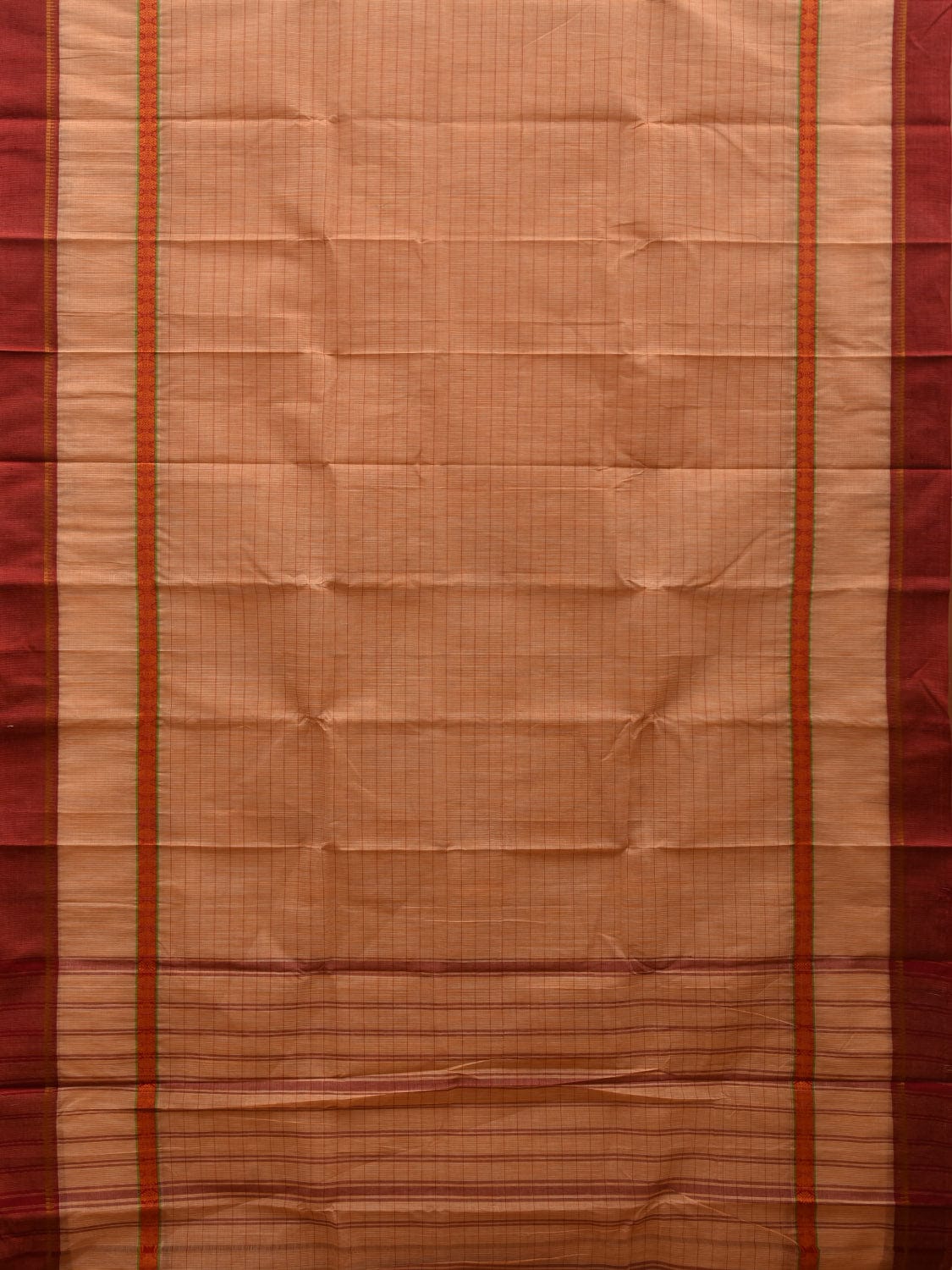 Beige Narayanpet Cotton Handloom Saree with Strips Design No Blouse np0591