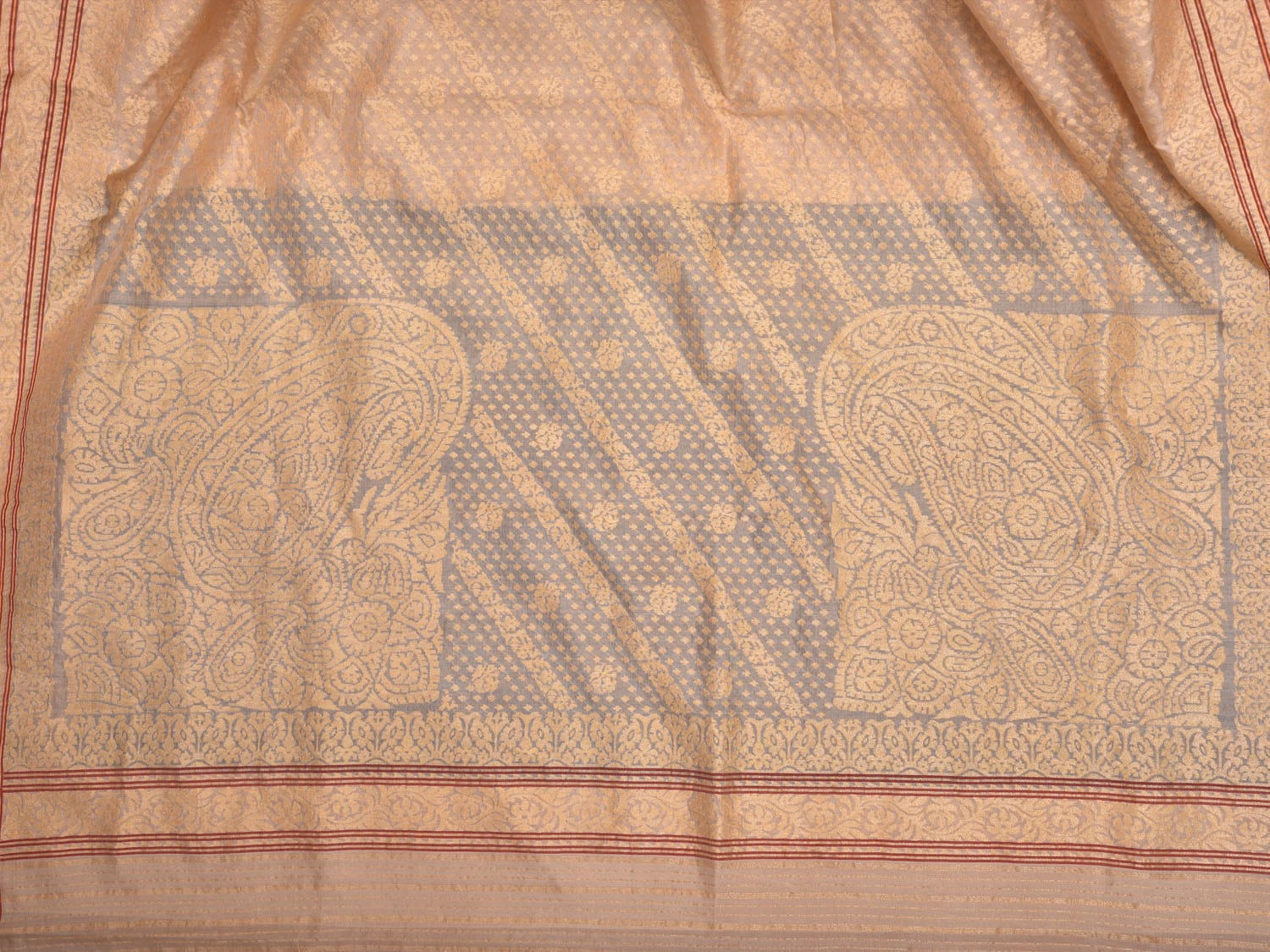 Beige Shwetambari  Jamdani Weave Saree  with Warp Cotton Weft Pure Silk and Pure Zari b0295