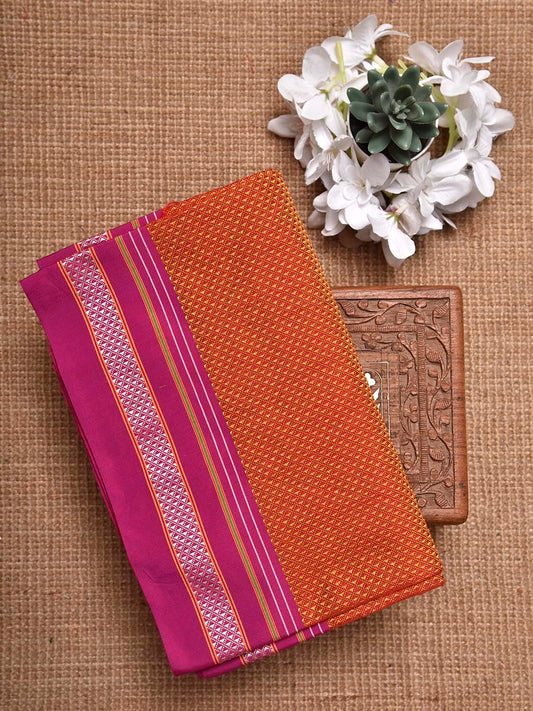 Orange and Pink Jacquard Cotton Viscose Blouse with Border Design 1mt Length 45 Inches Width BL0019