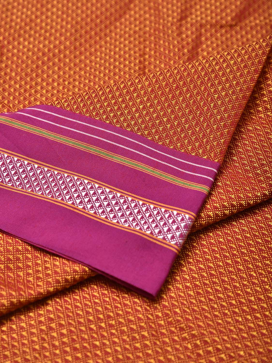 Orange and Pink Jacquard Cotton Viscose Blouse with Border Design 1mt Length 45 Inches Width BL0019