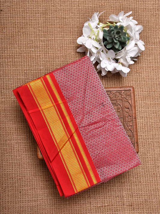 Red Jacquard Cotton Viscose Blouse with Border Design 1mt Length 45 Inches Width BL0021