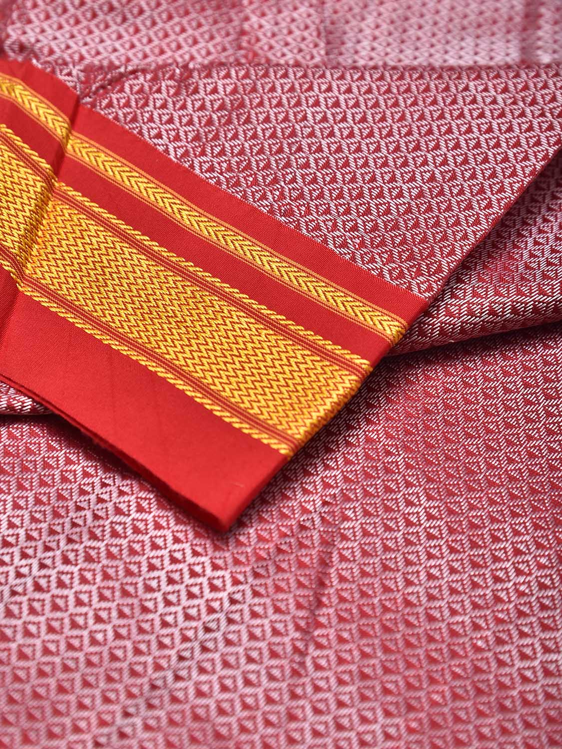 Red Jacquard Cotton Viscose Blouse with Border Design 1mt Length 45 Inches Width BL0021