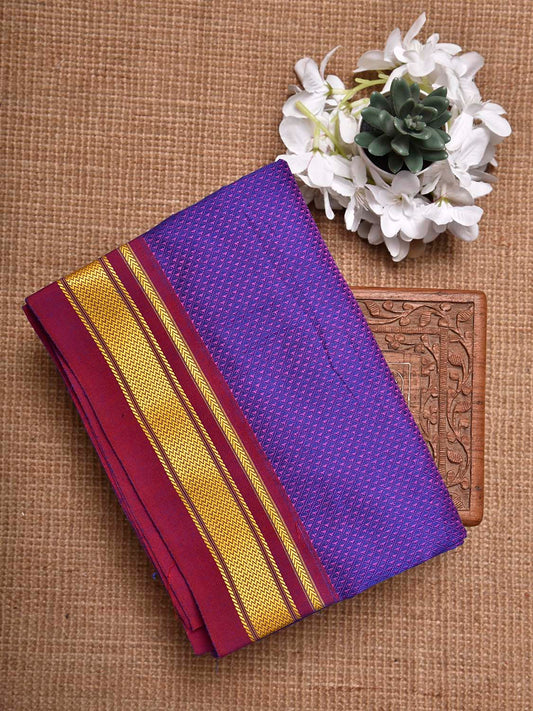 Purple and Burgundy Jacquard Cotton Viscose Blouse with Border Design 1mt Length 45 Inches Width BL0022