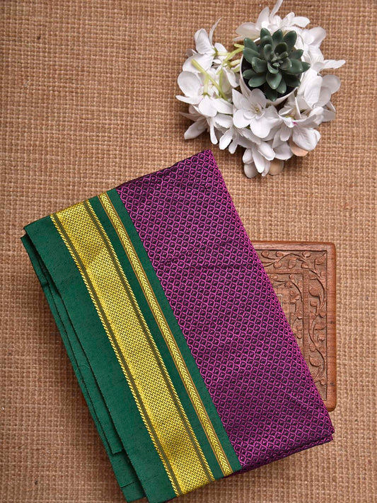 Magenta and Green Jacquard Cotton Viscose Blouse with Border Design 1mt Length 45 Inches Width BL0024