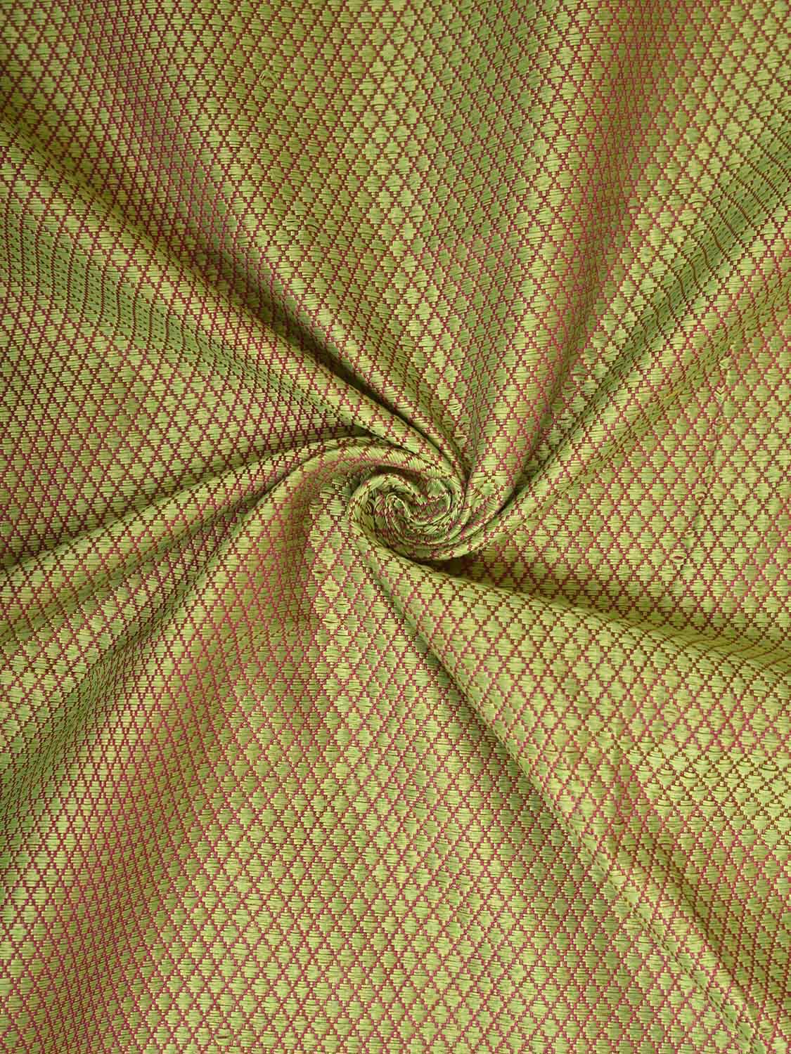 Light Green and Purple Jacquard Cotton Viscose Blouse with Border Design 1mt Length 45 Inches Width BL0025