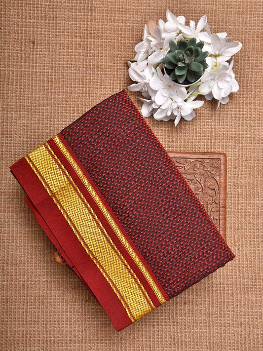 Maroon and Red Jacquard Cotton Viscose Blouse with Border Design 1mt Length 45 Inches Width BL0026