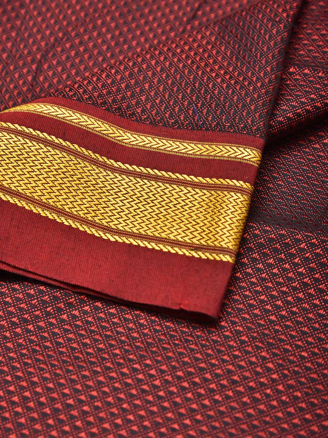 Maroon and Red Jacquard Cotton Viscose Blouse with Border Design 1mt Length 45 Inches Width BL0026