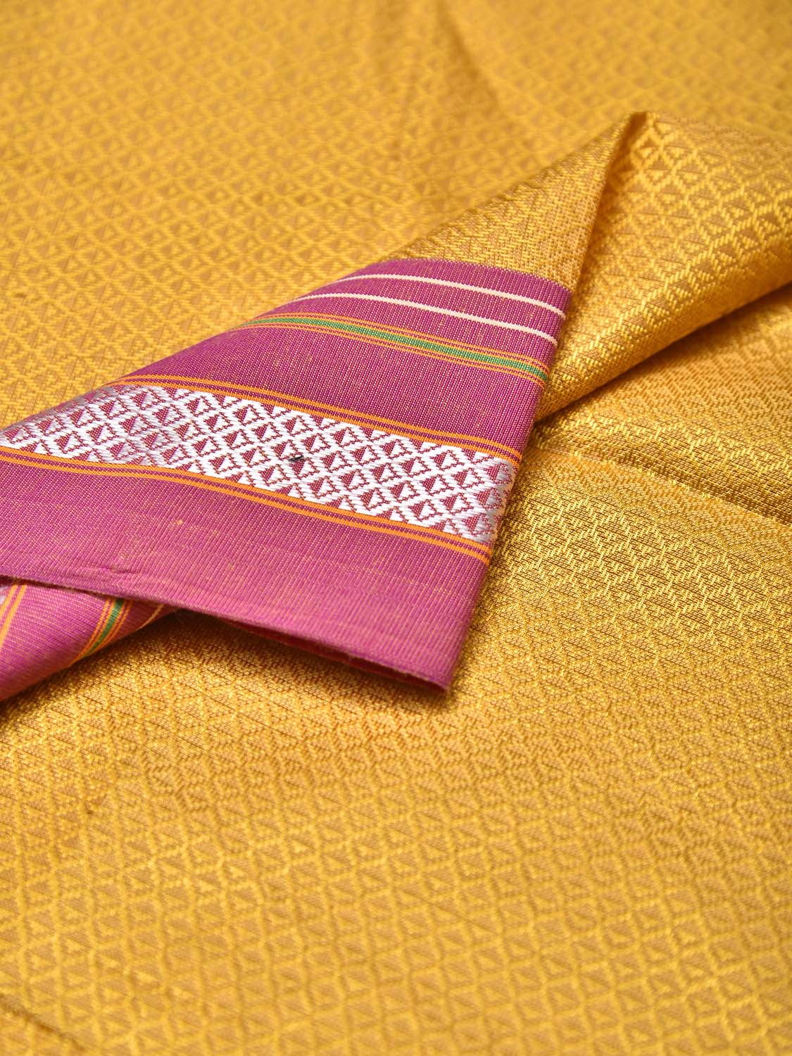 Yellow and Pink Jacquard Cotton Viscose Blouse with Border Design 1mt Length 45 Inches Width BL0027