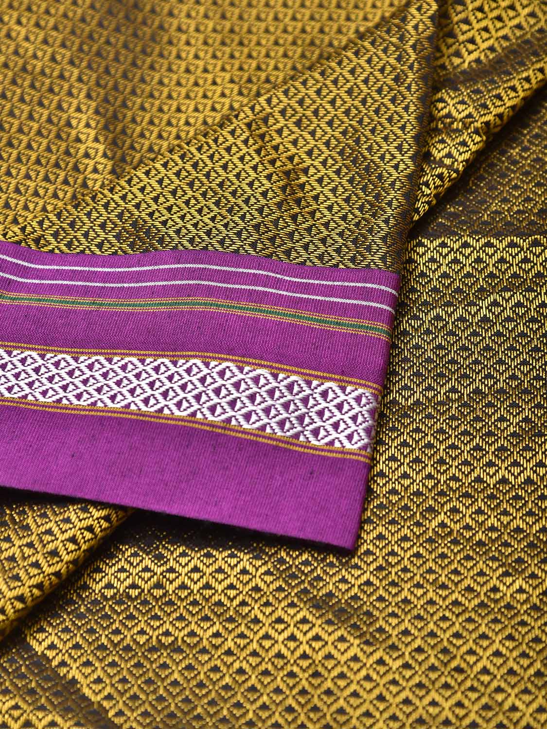 Olive and Purple Jacquard Cotton Viscose Blouse with Border Design 1mt Length 45 Inches Width BL0029