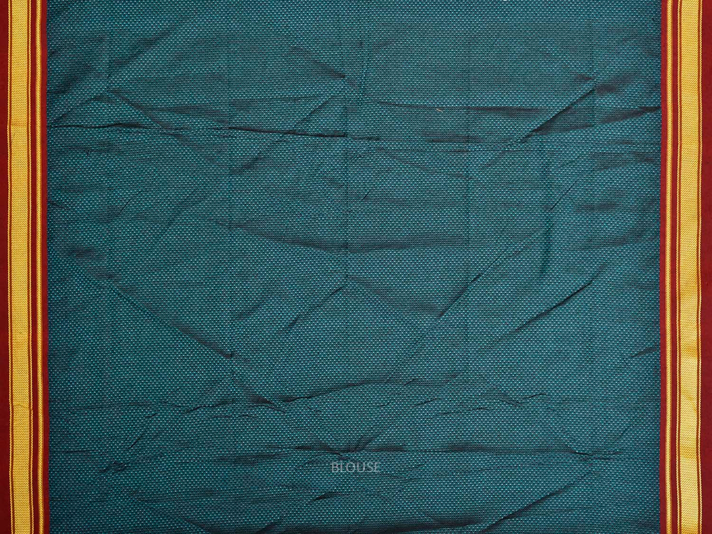 Teal and Red Jacquard Cotton Viscose Blouse with Border Design 1mt Length 45 Inches Width BL0030