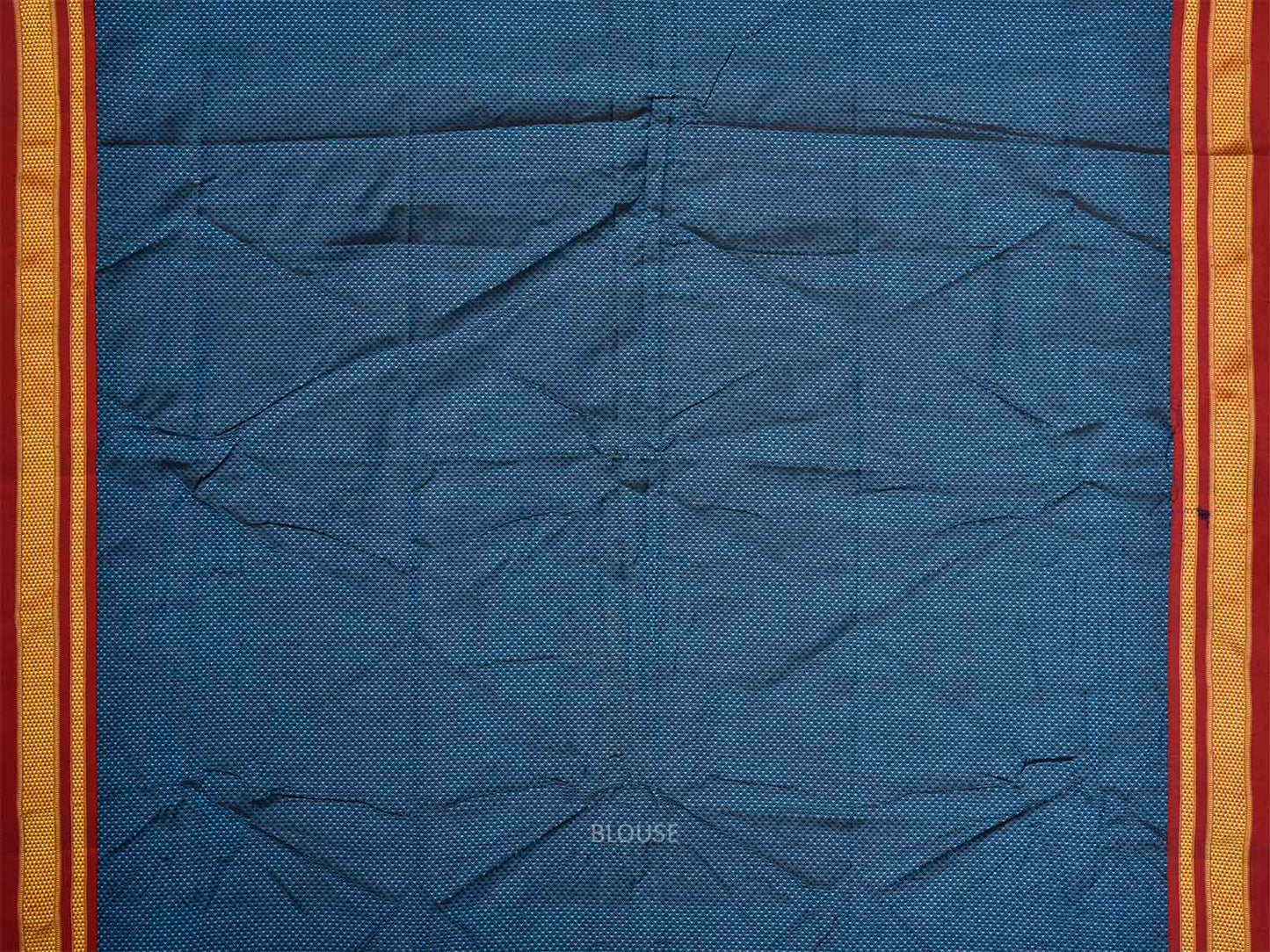 Dark Blue and Red Jacquard Cotton Viscose Blouse with Border Design 1mt Length 45 Inches Width BL0033