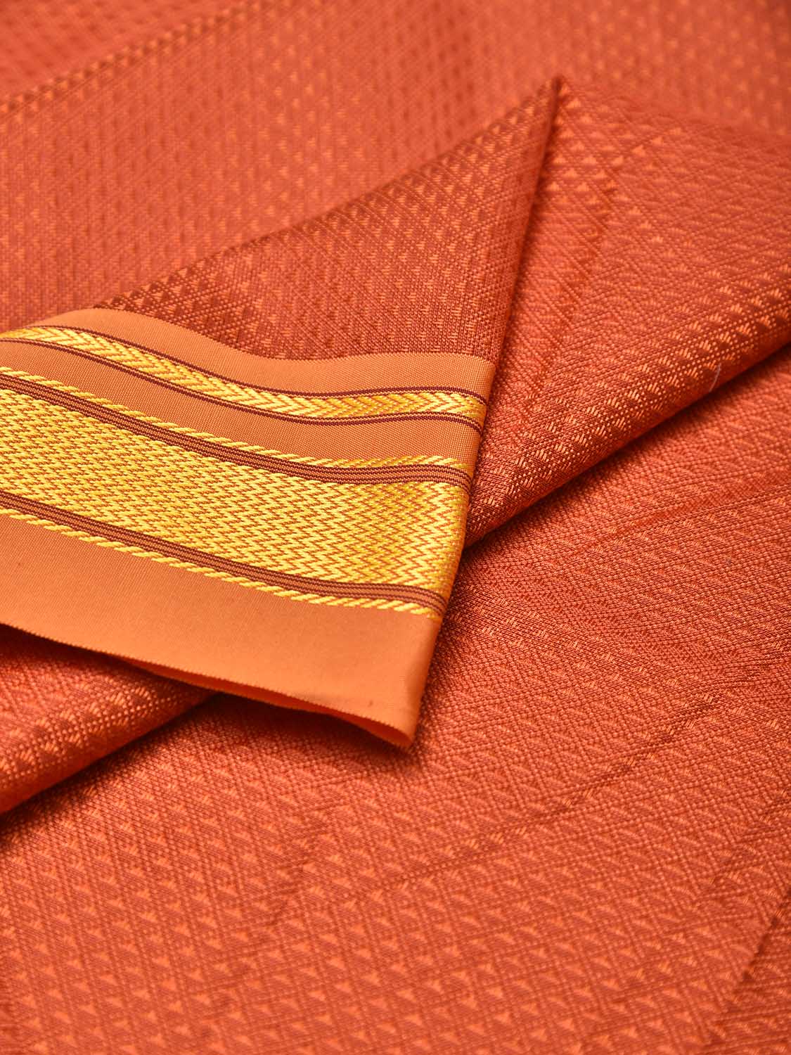 Orange Jacquard Cotton Viscose Blouse with Border Design 1mt Length 45 Inches Width BL0034