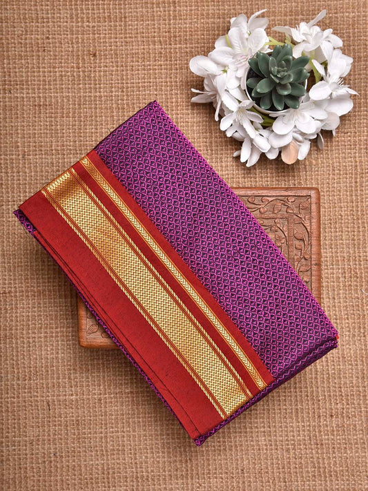 Purple and Red Jacquard Cotton Viscose Blouse with Border Design 1mt Length 45 Inches Width BL0035