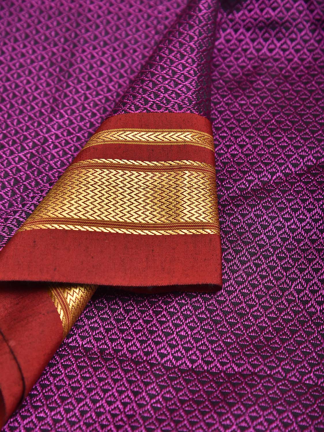 Purple and Red Jacquard Cotton Viscose Blouse with Border Design 1mt Length 45 Inches Width BL0035