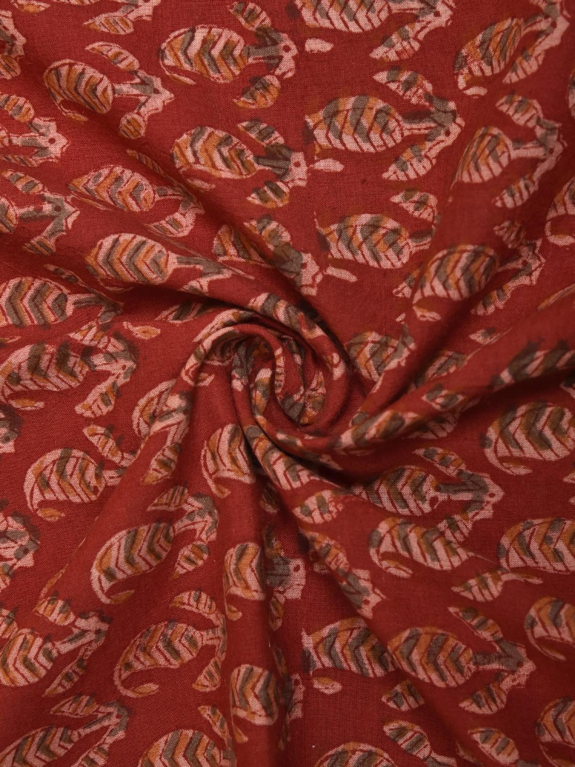 Red Kalamkari Block Print Cotton Blouse with Pasley Buta Design 1.2mt Length 35 Inches Width BL0039