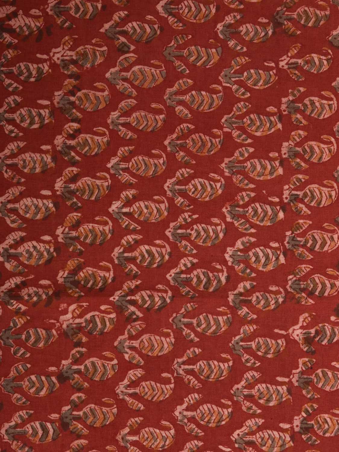 Red Kalamkari Block Print Cotton Blouse with Pasley Buta Design 1.2mt Length 35 Inches Width BL0039