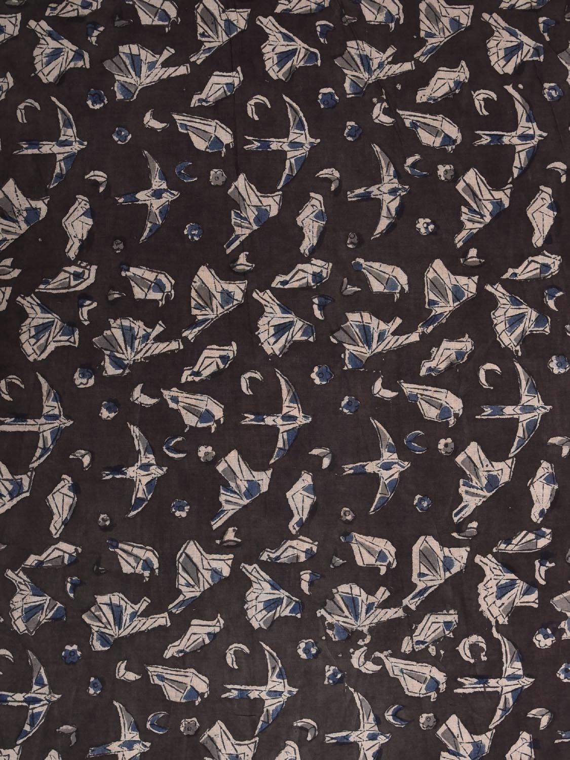 Black and Cream Kalamkari Block Print Cotton Blouse with Birds Design 1.2mt Length 35 Inches Width BL0050