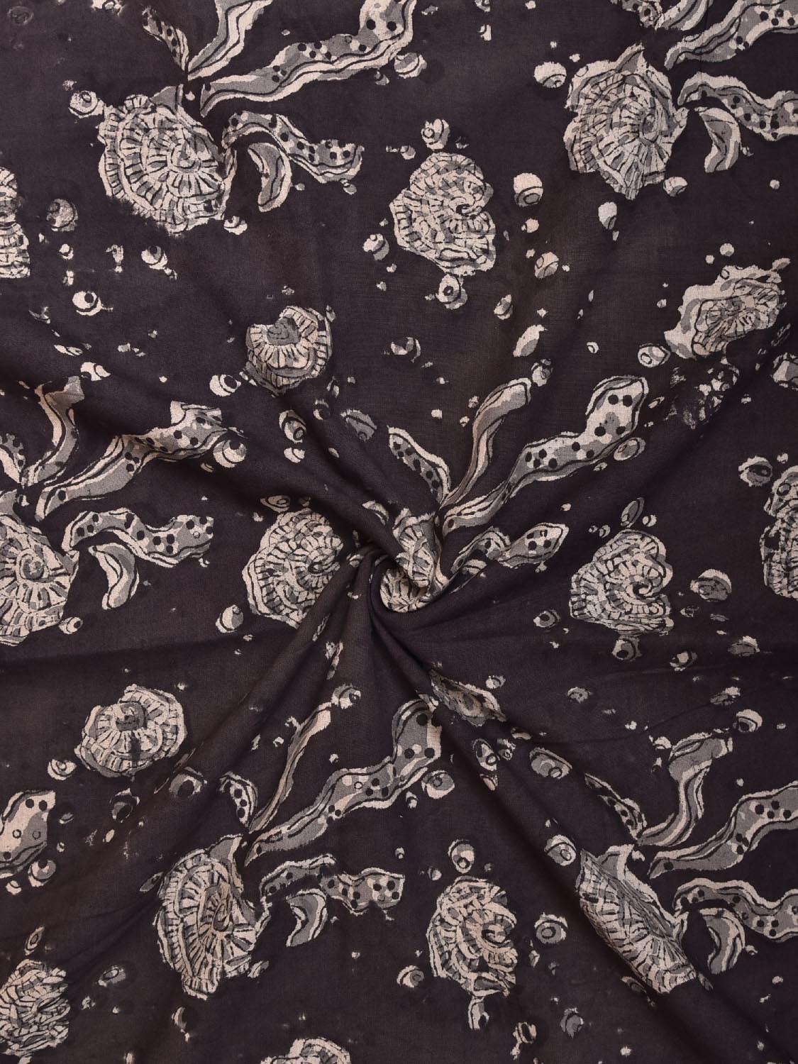 Black and Grey Kalamkari Block Print Cotton Blouse with Multi Buta Design 1.2mt Length 35 Inches Width BL0055
