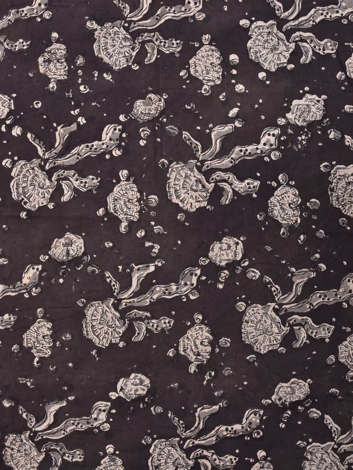 Black and Grey Kalamkari Block Print Cotton Blouse with Multi Buta Design 1.2mt Length 35 Inches Width BL0055