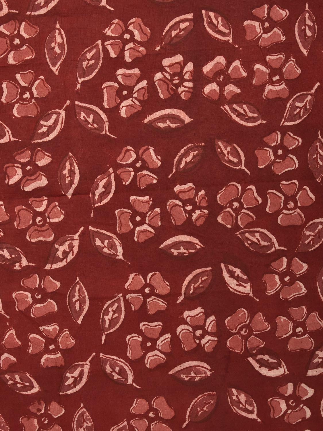 Dark Red and Light Red Kalamkari Block Print Cotton Blouse with Flowers and Leaves Design 1.2mt Length 35 Inches Width BL0058