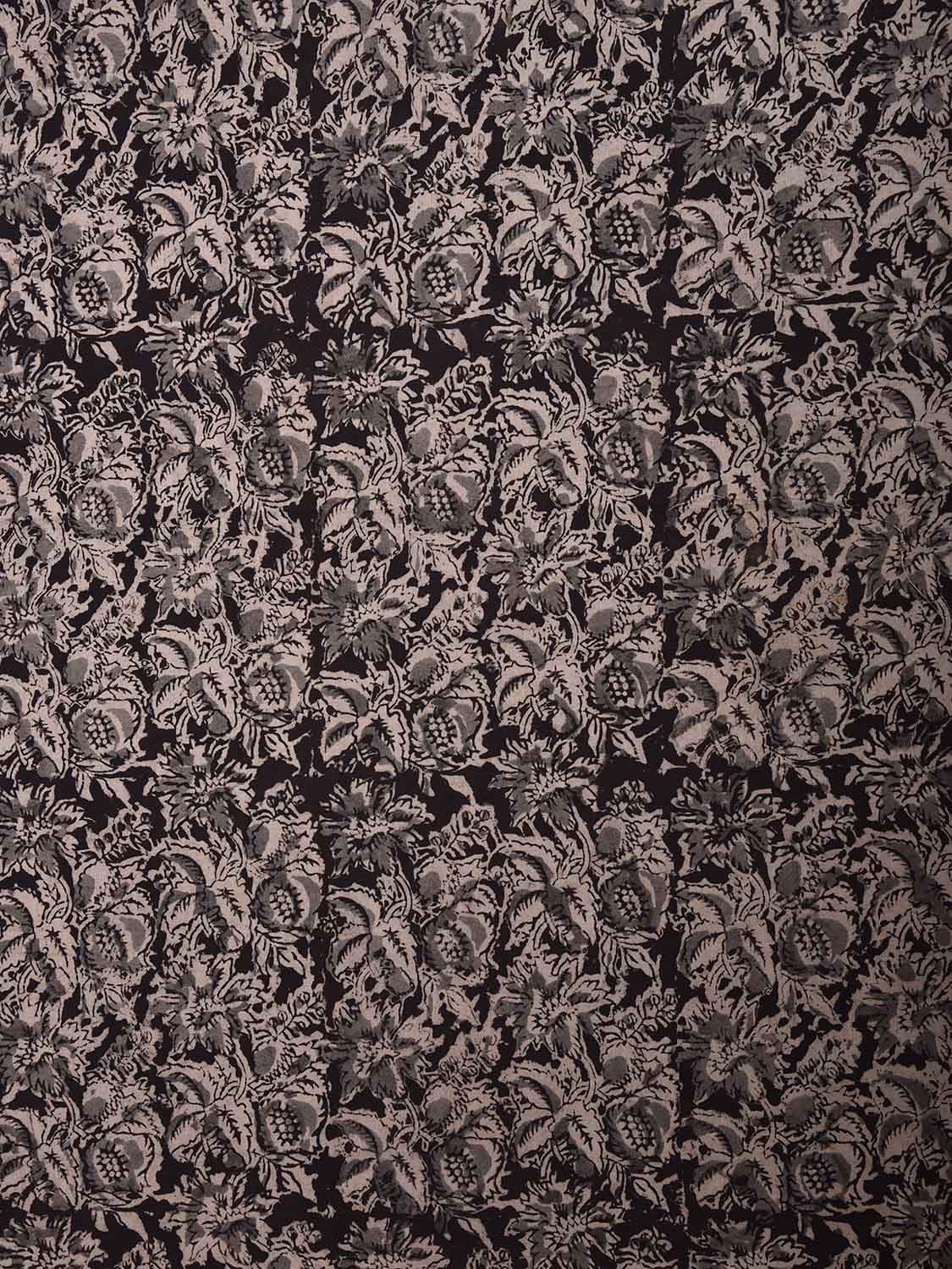 Black and Cream Kalamkari Block Print Cotton Blouse with Floral Design 1.2mt Length 35 Inches Width BL0062