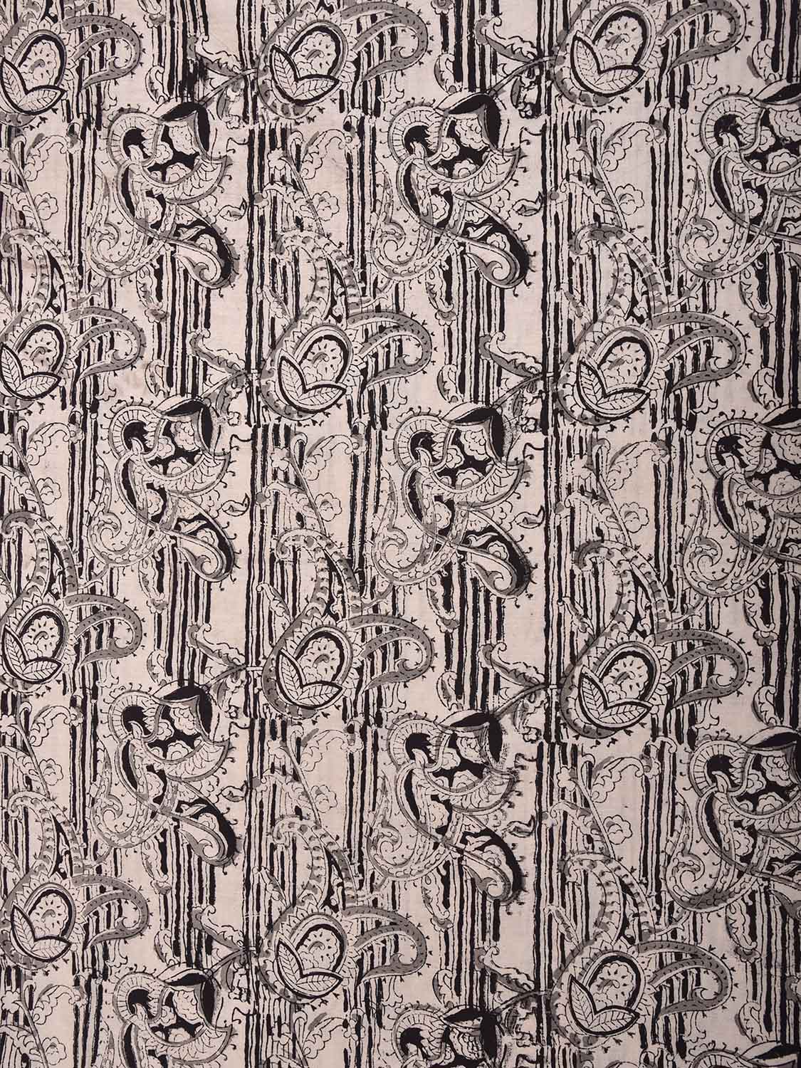 Black and Cream Kalamkari Block Print Cotton Blouse with Pasley Design 1.2mt Length 35 Inches Width BL0063