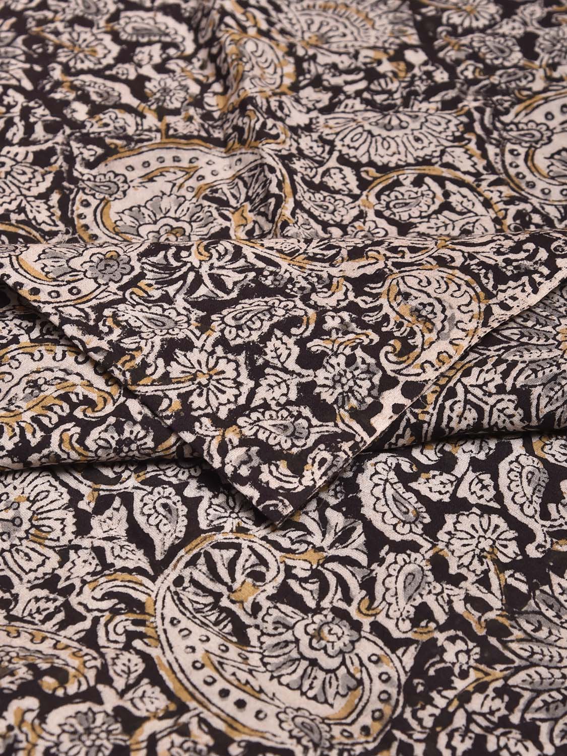 Black and Cream Kalamkari Block Print Cotton Blouse with Pasley Design 1.2mt Length 35 Inches Width BL0072